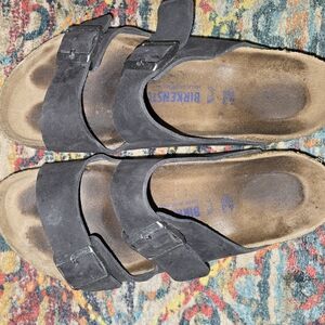 Birkenstock Black Leather Arizona Sandals
